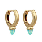 Load image into Gallery viewer, PIERCED Bullet Opal Huggies in Gold
